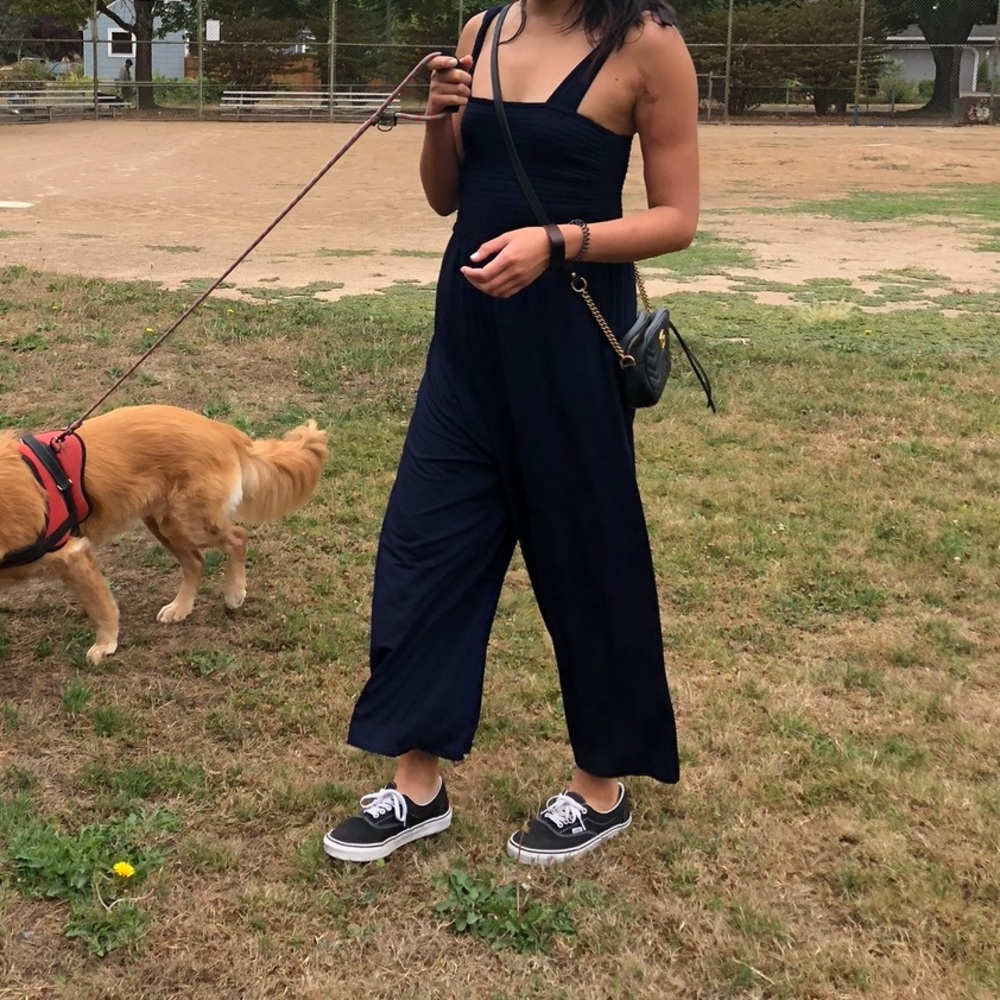 LOFT navy size M smocked jumpsuit